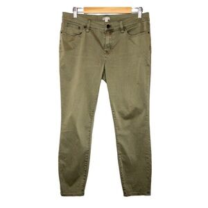 J Crew Factory Womens Olive Green Stretch Skinny Pants Size 30 Mid Rise Sheen